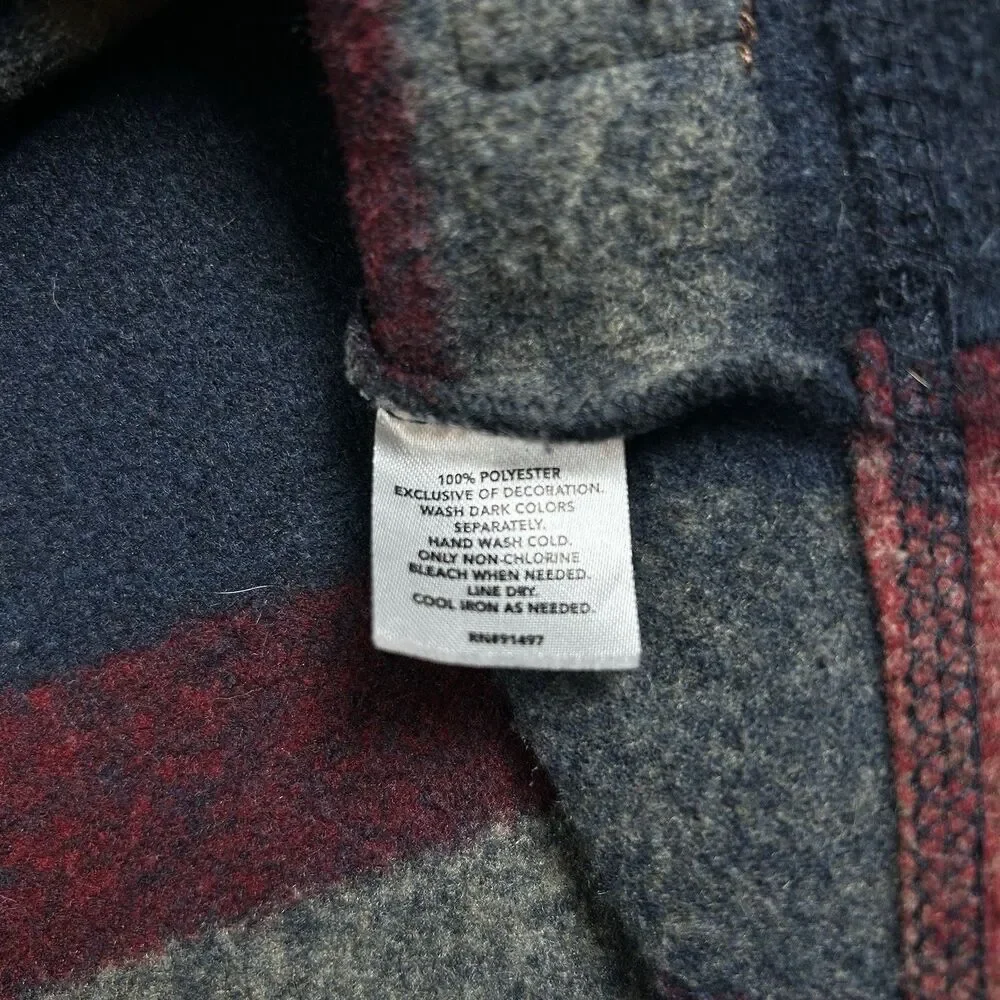 John Wayne Stock & Supply 1/4 Zip Fleece Pullover Jacket Mens L Plaid Western